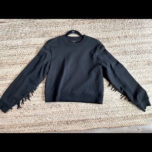 ALLSAINTS black sweatshirt with suede fringes